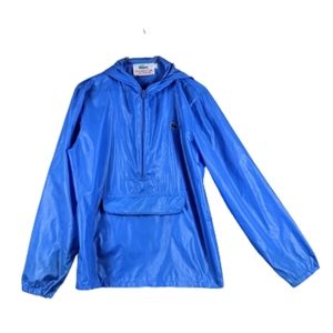 VTG LACOSTE Packable Windbreaker Blue 1/2 Zip Hood